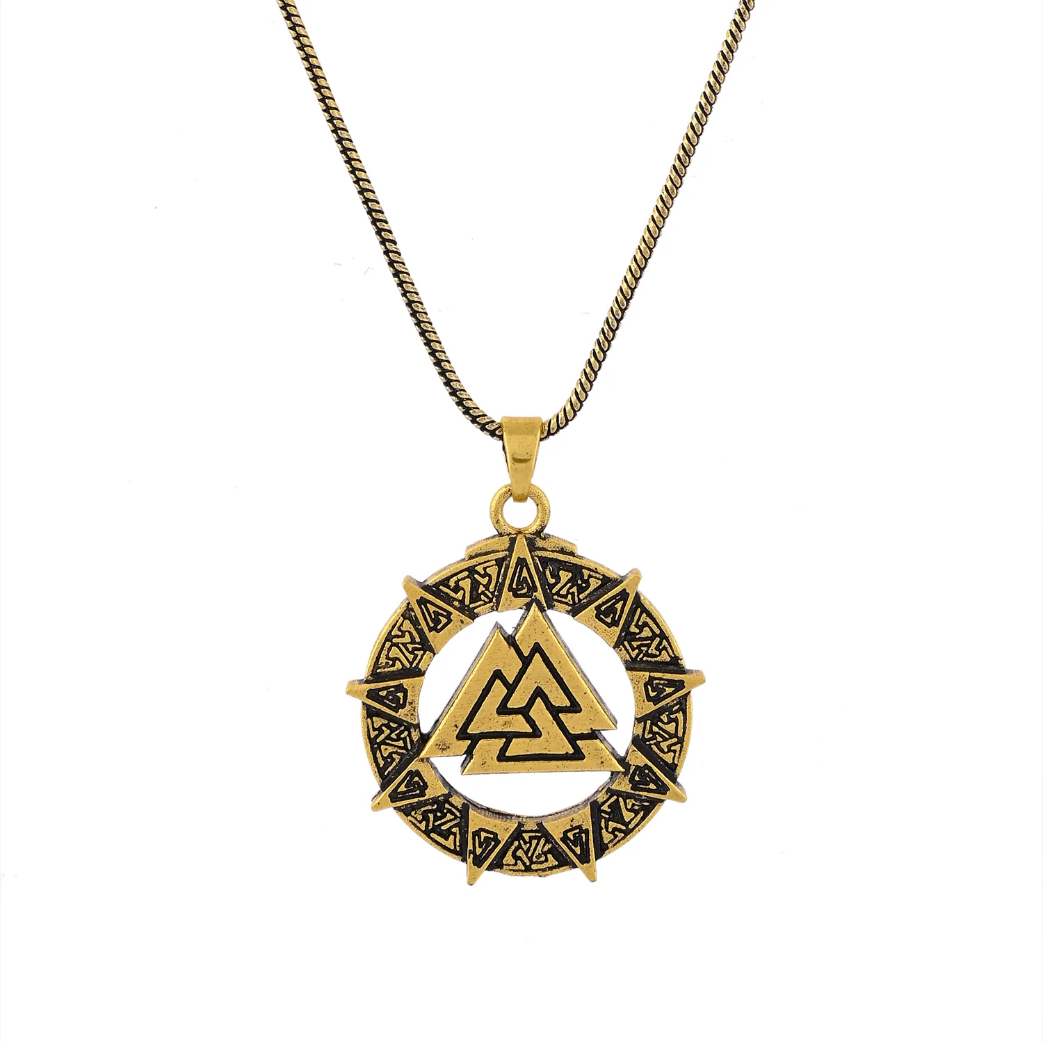 Statement Valknut Star Gold Oxidised Men’s Pendant - Image 5