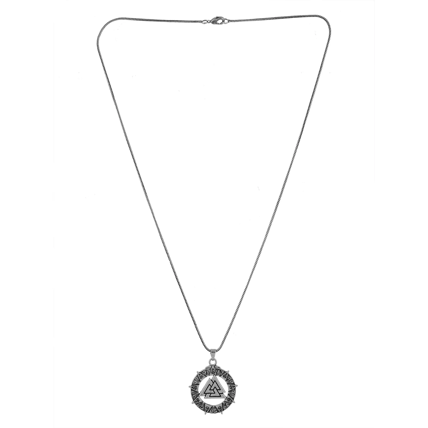 Statement Valknut Star Silver Oxidised Men’s Pendant - Image 4