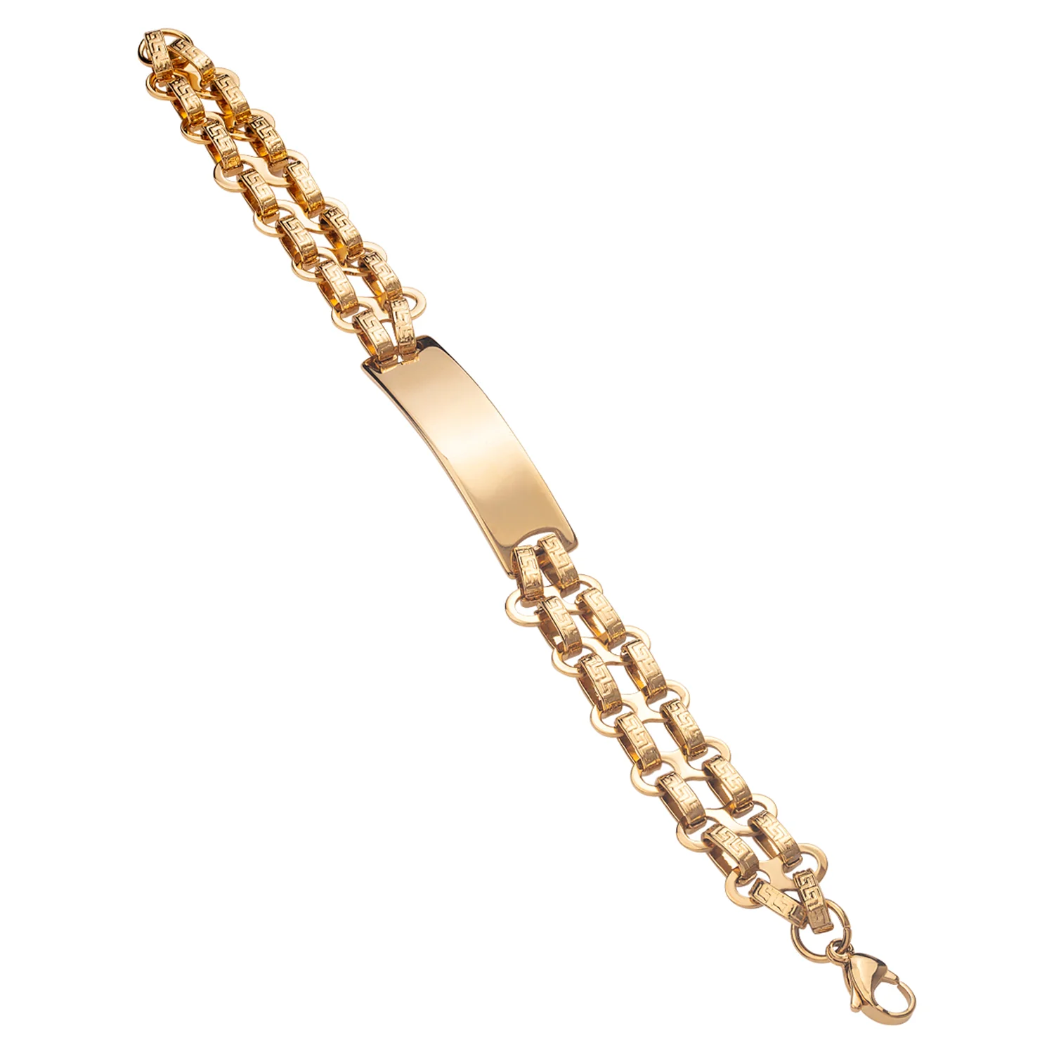 Steel Links Gold Toned Statement Bracelet - Image 3