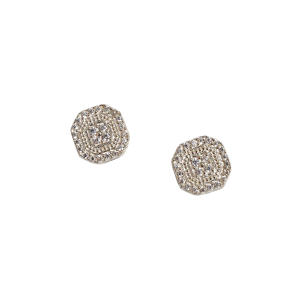 Stellar CZ Stone Set Border Pendant and Earring 925 Sterling Silver Set - Image 5
