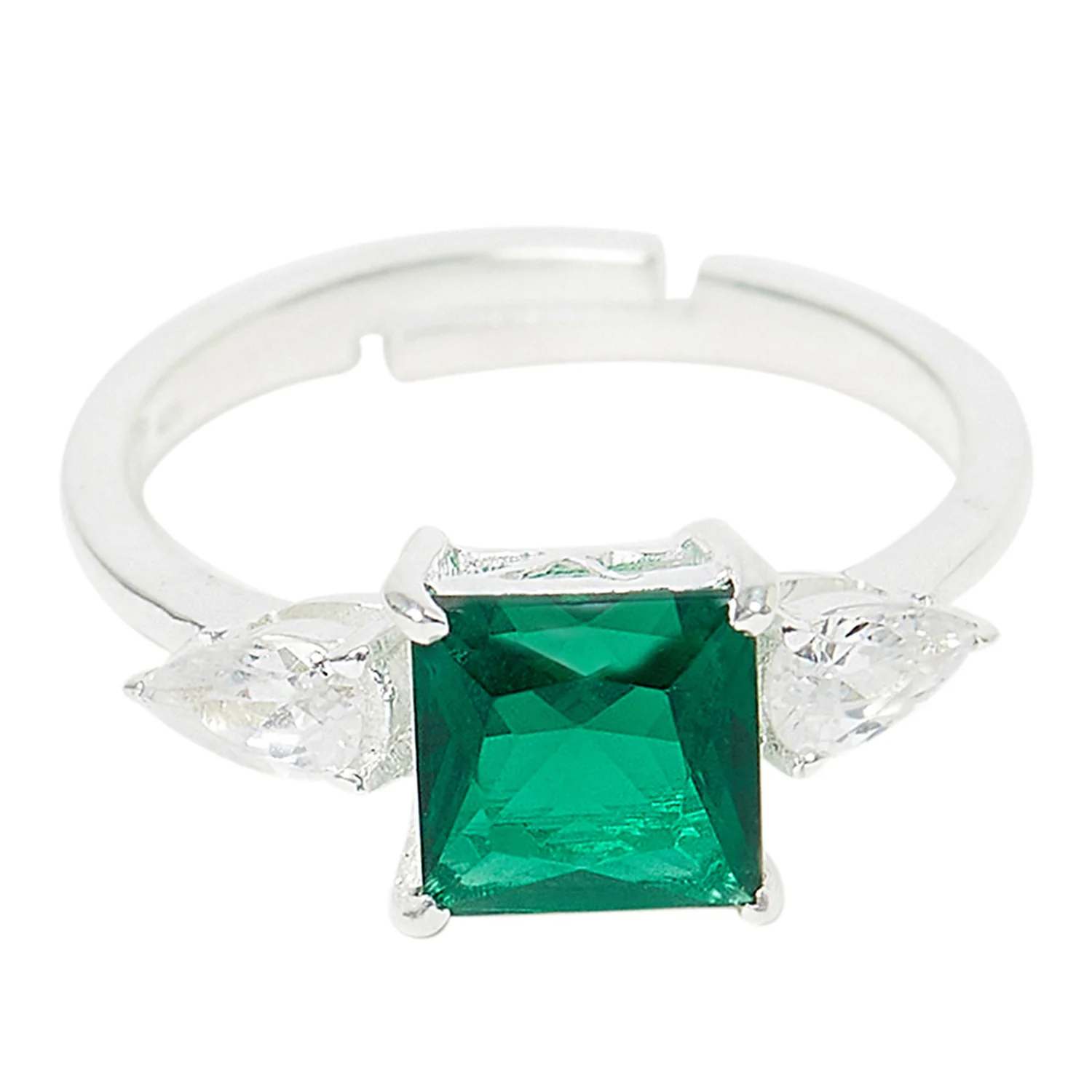 Sterling Silver Cocktail Ring With Green Stone - Image 3