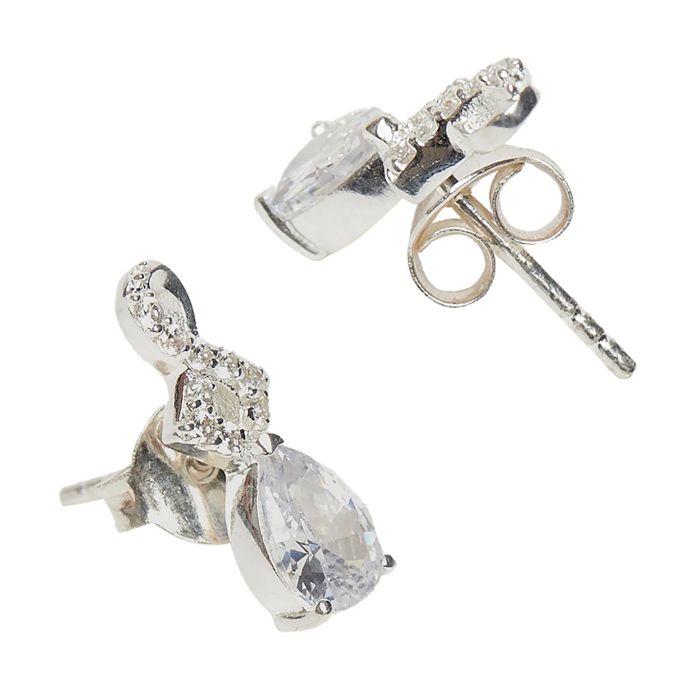 Sterling Silver CZ Embellished Drop-Shape Pendant Set - Image 5