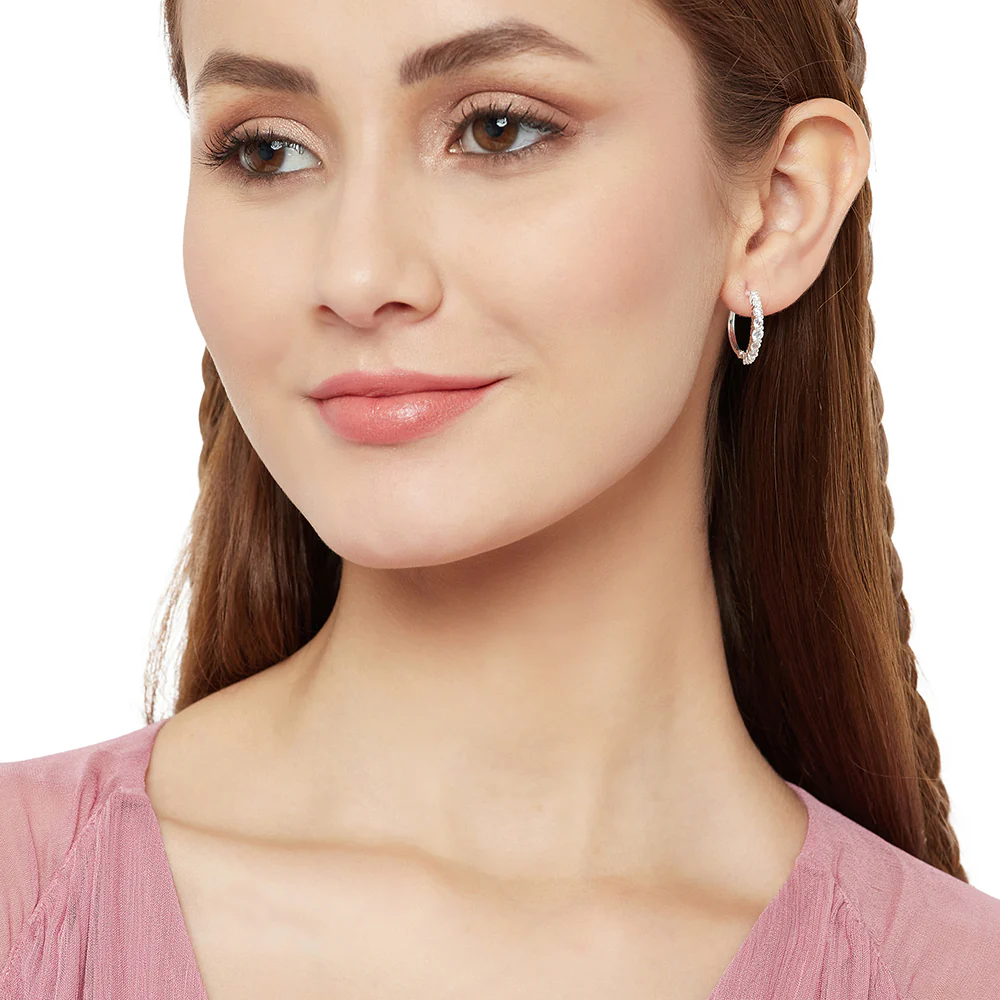 Sterling Silver CZ Studded Earrings - Image 2
