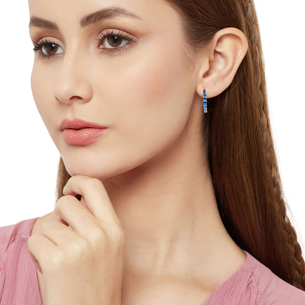 Sterling Silver Dangler Earrings Glittering With CZ Sparkles - Image 2