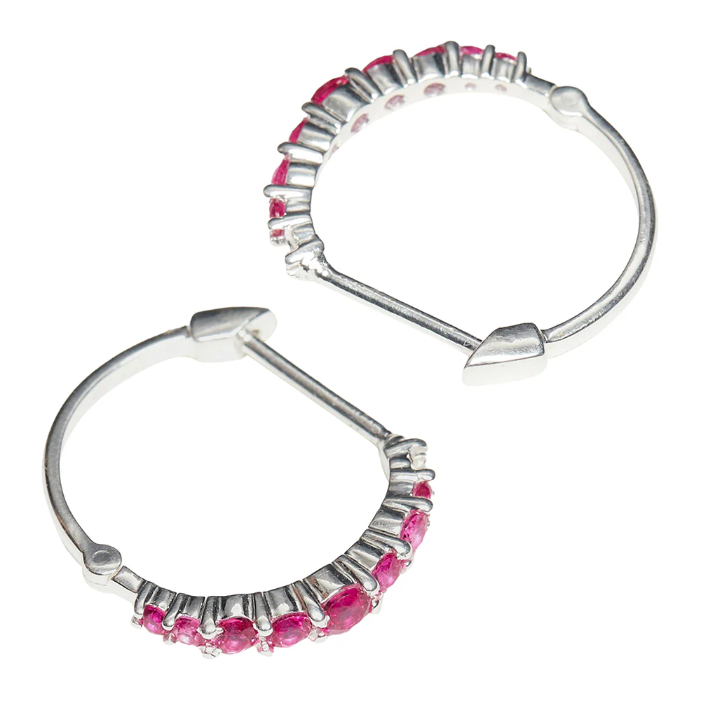 Sterling Silver Dangler Earrings Glittering With Pink Stones - Image 4
