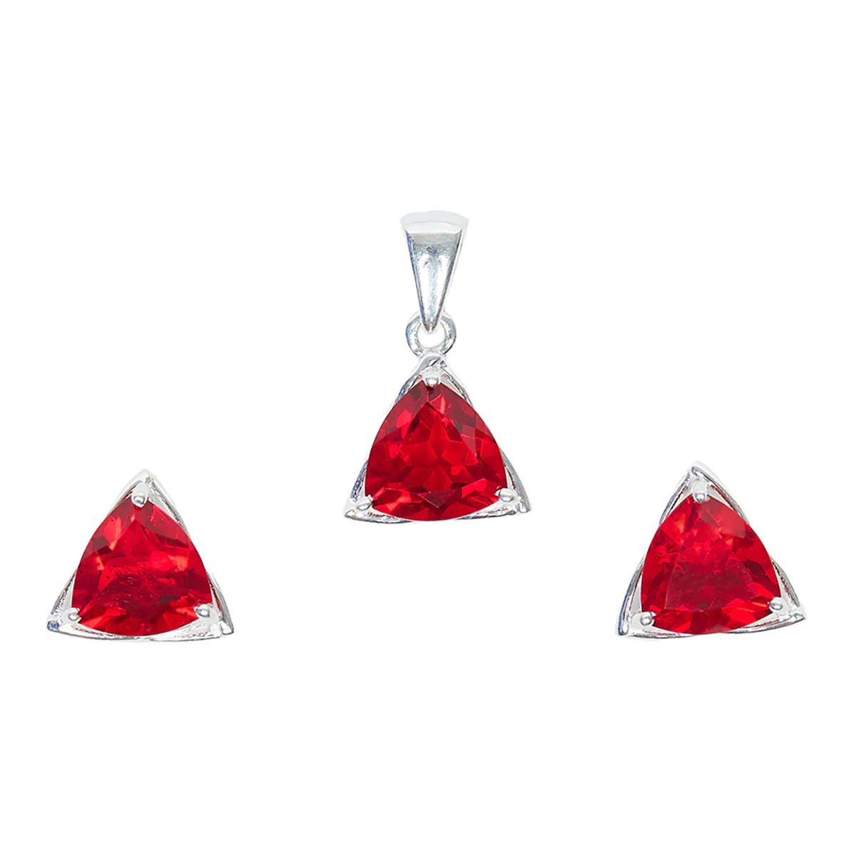 Sterling Silver Pendant Set Glittering with Red Stones - Image 3