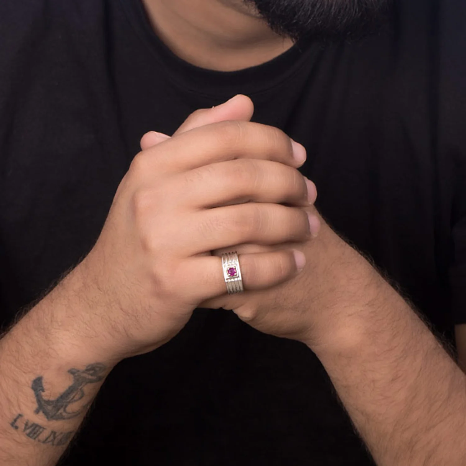 Sterling Silver Ring Embellished With Ruby