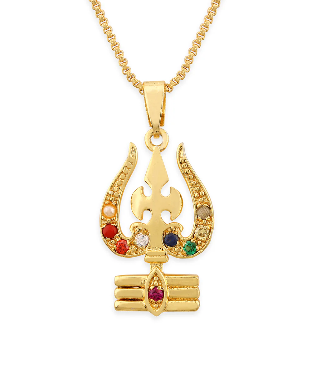 Stone Studded Kailasha Mahadev Pendant With Chain - Image 2