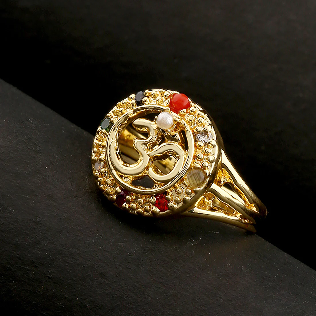 Stone Studded Kailasha OM Ring