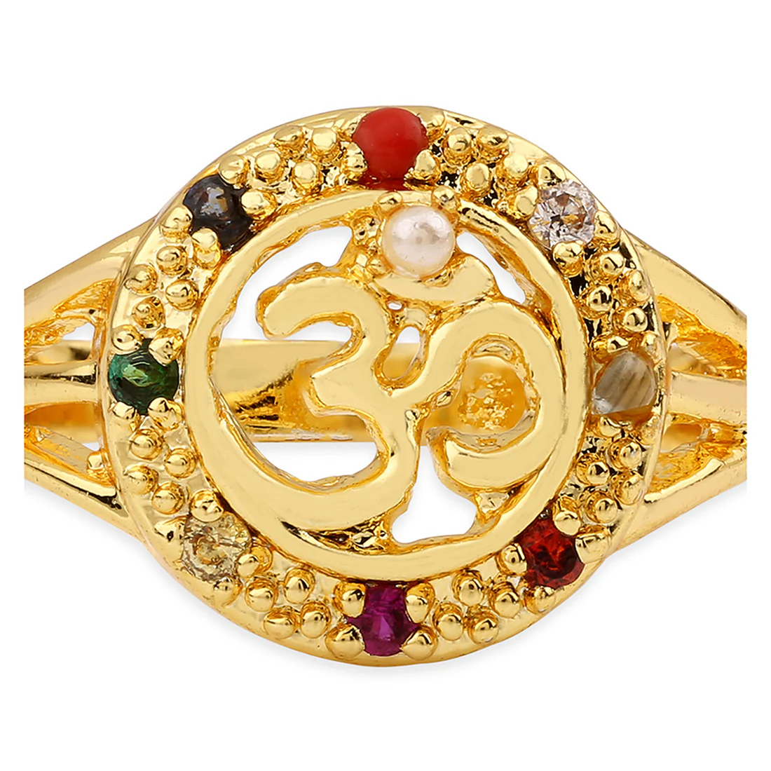 Stone Studded Kailasha OM Ring - Image 3