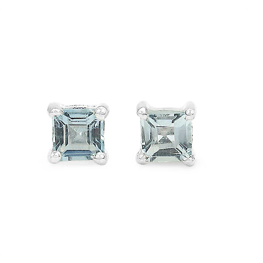 Stud Earrings With Aquamarine Stones