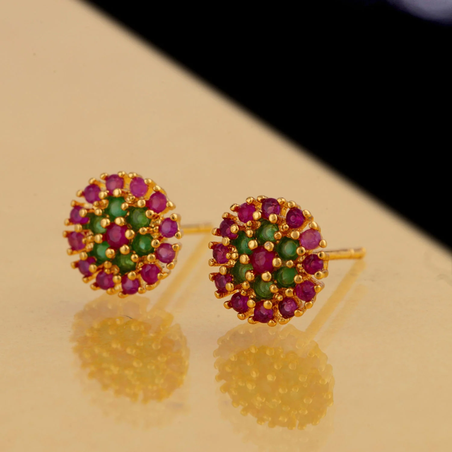 Stud Style Floral Brass Earrings