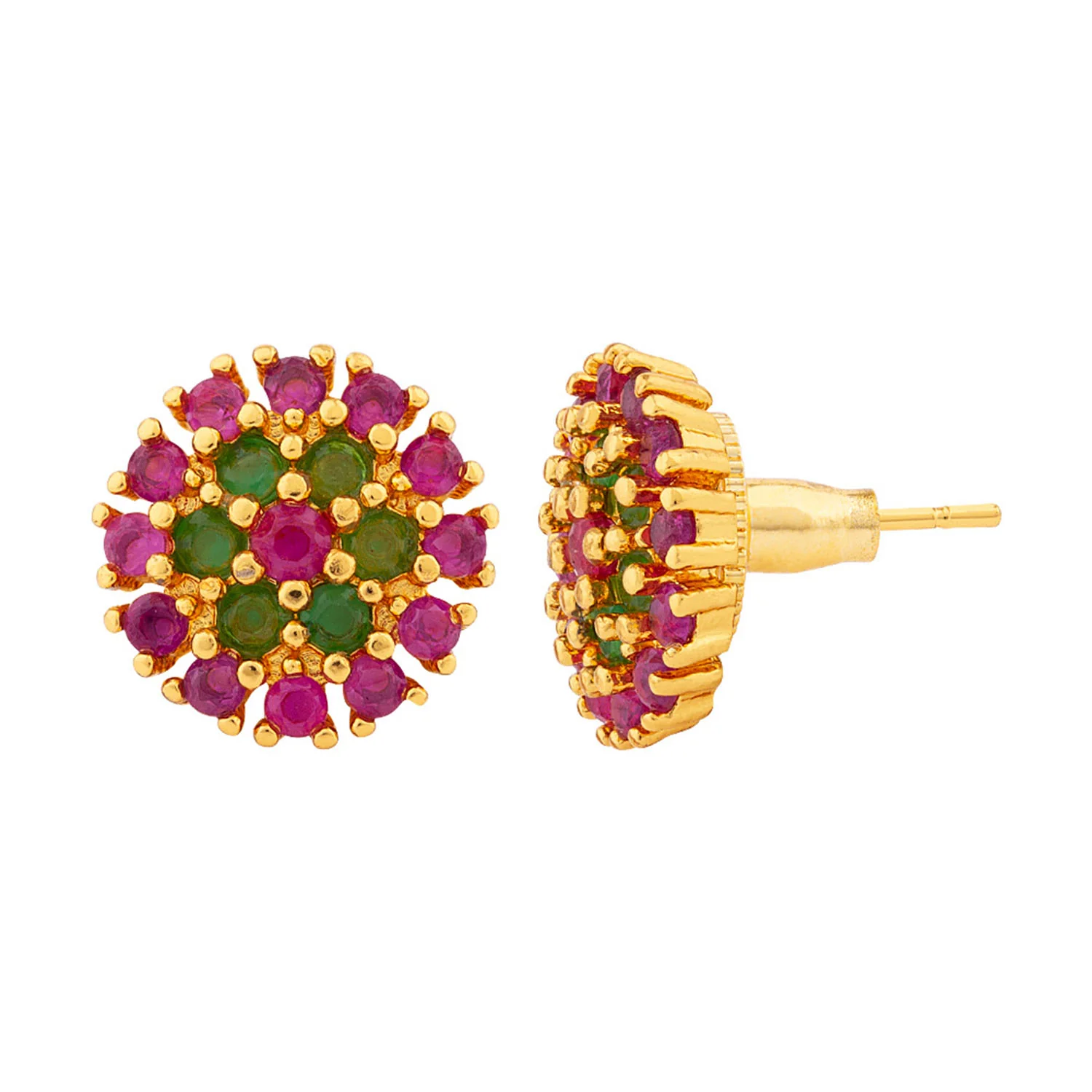 Stud Style Floral Brass Earrings - Image 3