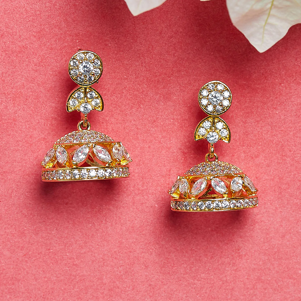 Stunning Gold Tone Jhumki Earrings