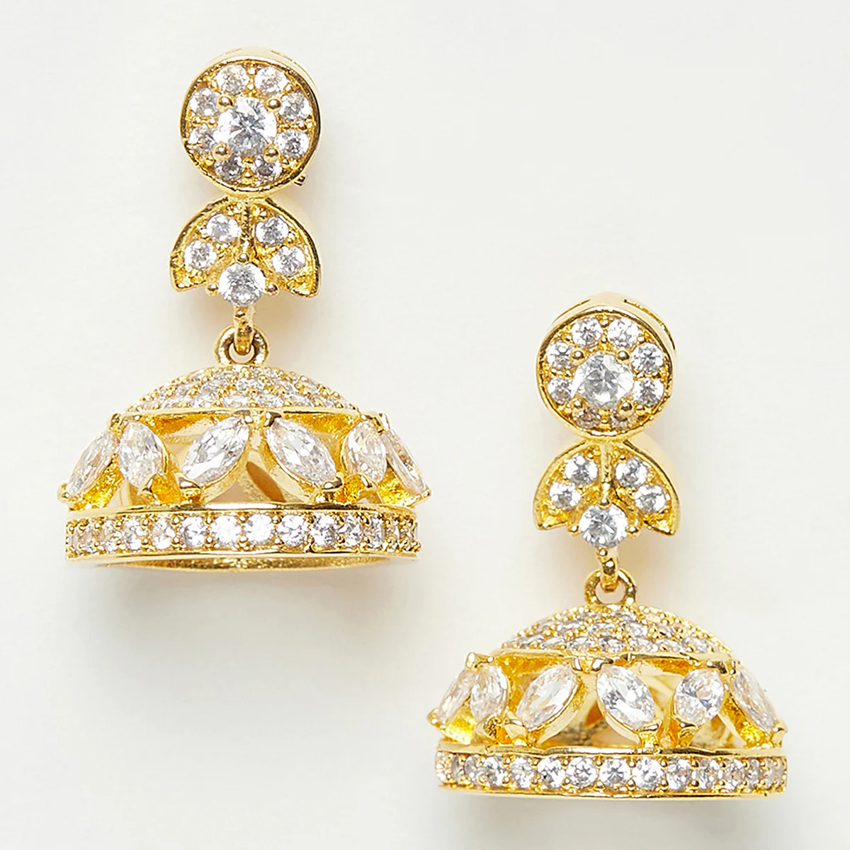 Stunning Gold Tone Jhumki Earrings - Image 3