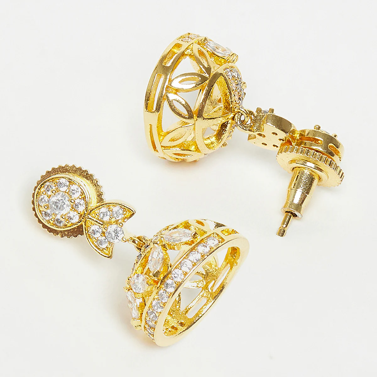 Stunning Gold Tone Jhumki Earrings - Image 4