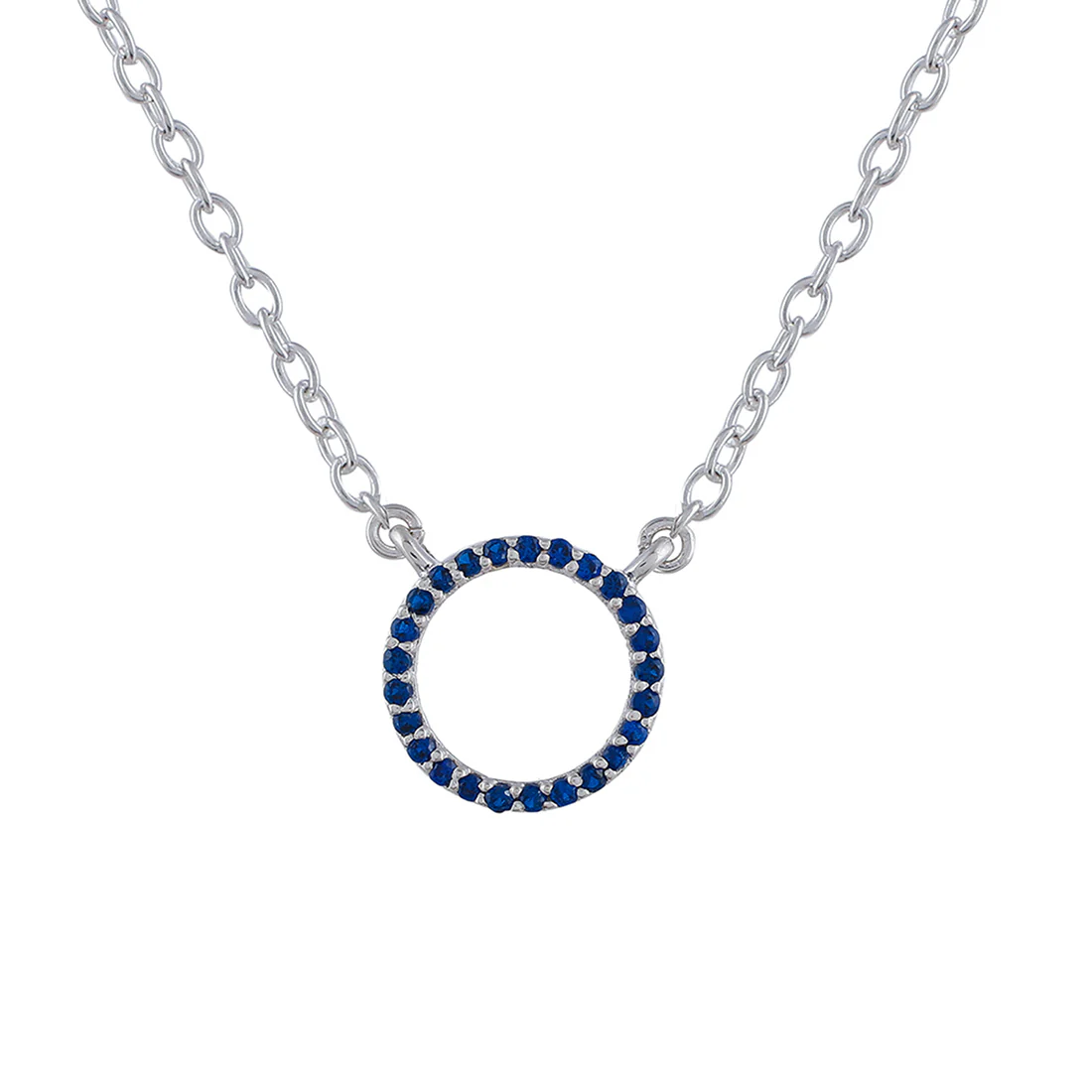 Stunning Round 925 Sterling Silver Necklace with Blue CZ gems - Image 4