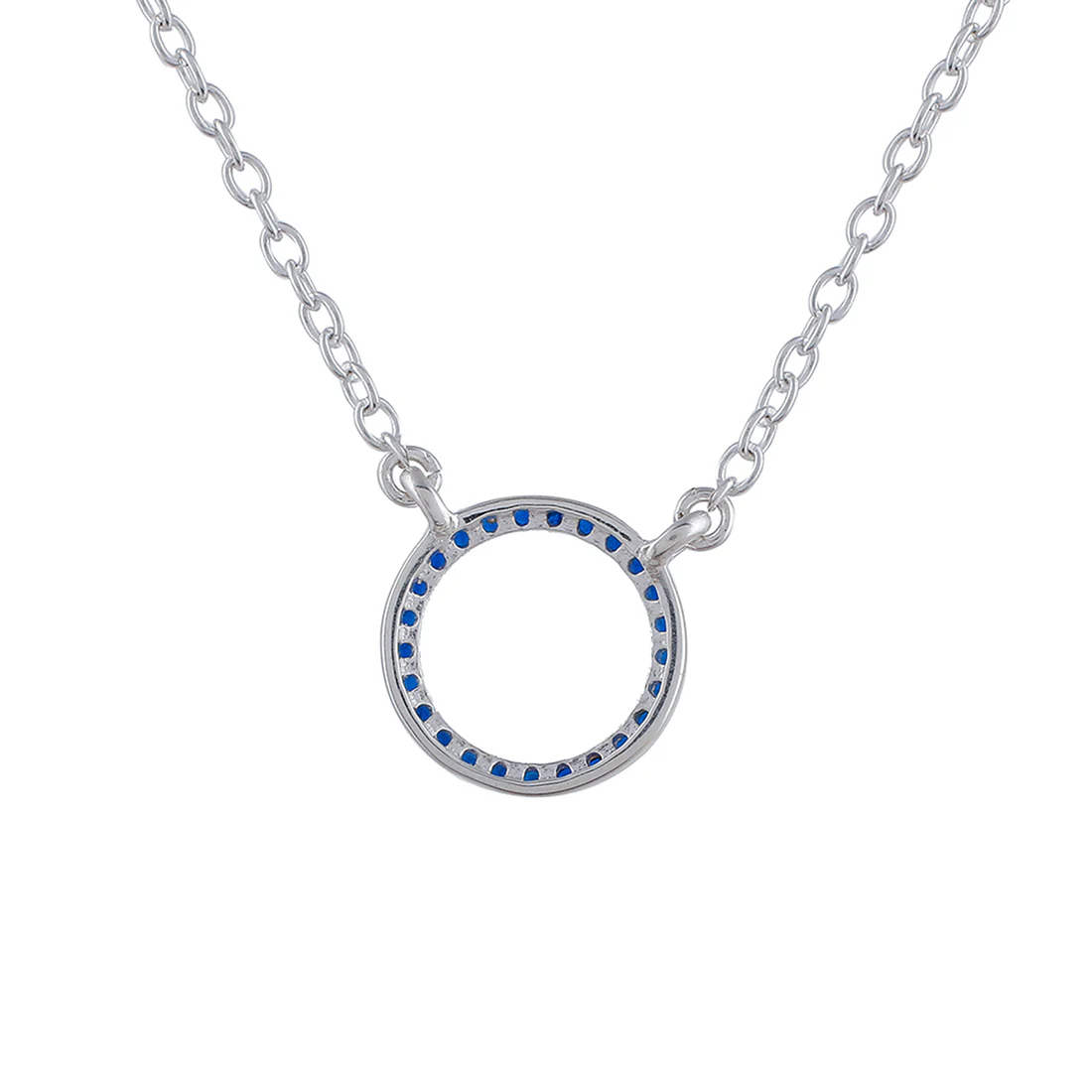 Stunning Round 925 Sterling Silver Necklace with Blue CZ gems - Image 5