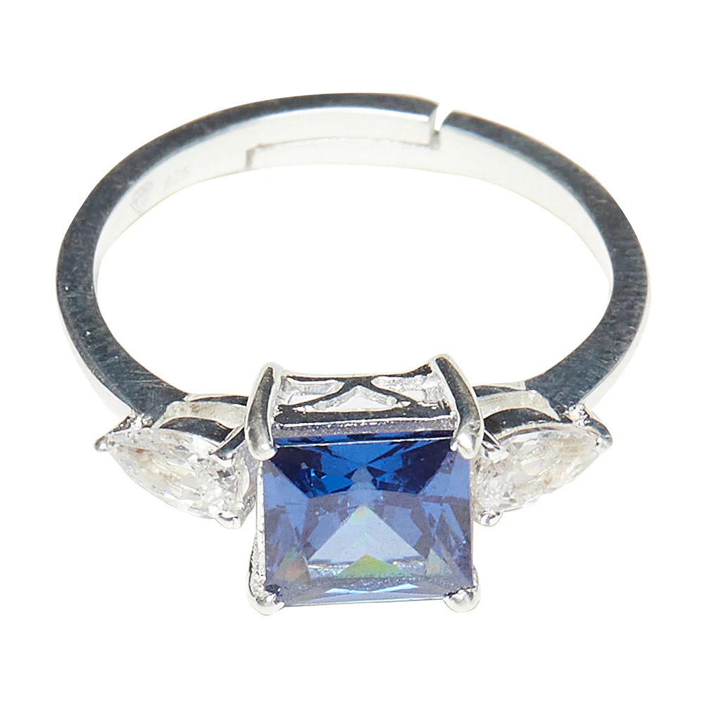Stunning Sterling Silver Blue Stone Decked Ring - Image 3