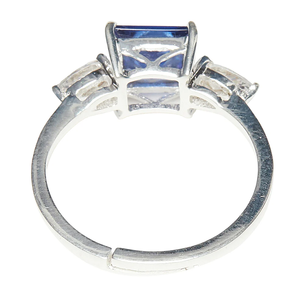 Stunning Sterling Silver Blue Stone Decked Ring - Image 4