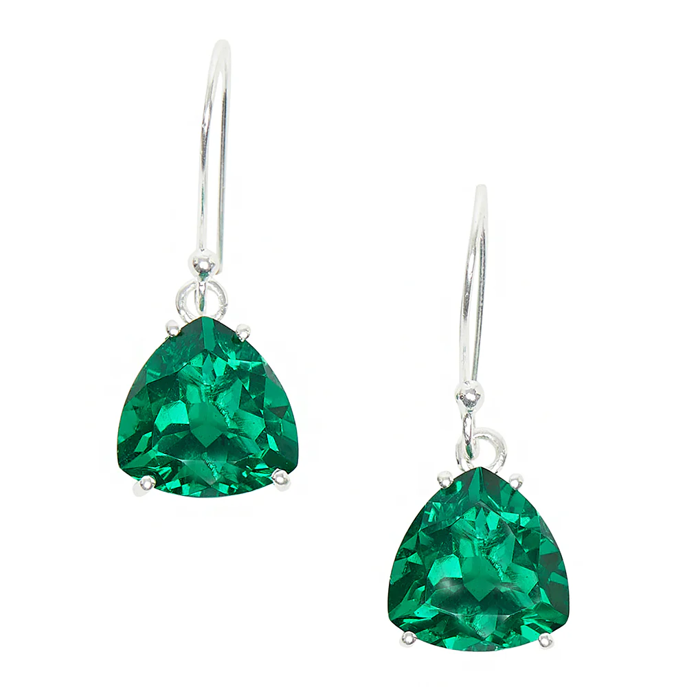 Stunning Sterling Silver Earrings Studded With Green Stone - Image 3