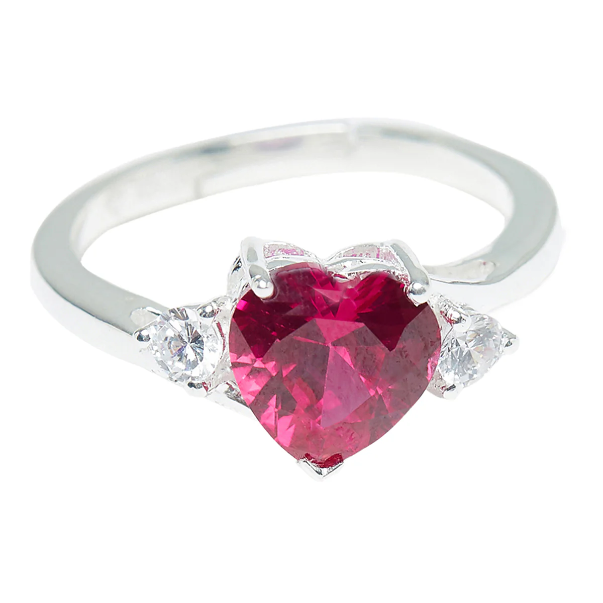 Stunning Sterling Silver Red Stone Decked Ring - Image 3