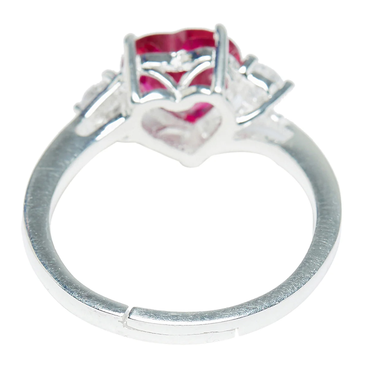 Stunning Sterling Silver Red Stone Decked Ring - Image 4