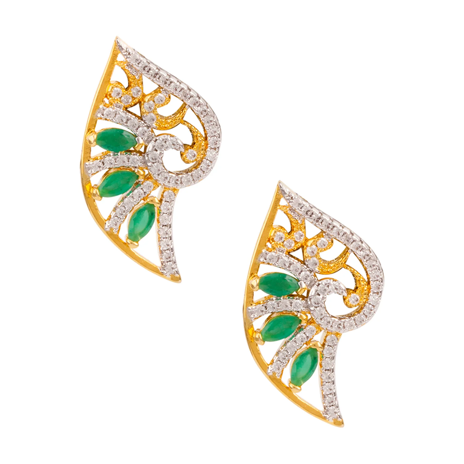 Stylish CZ Studded Pendant Set- Green - Image 4