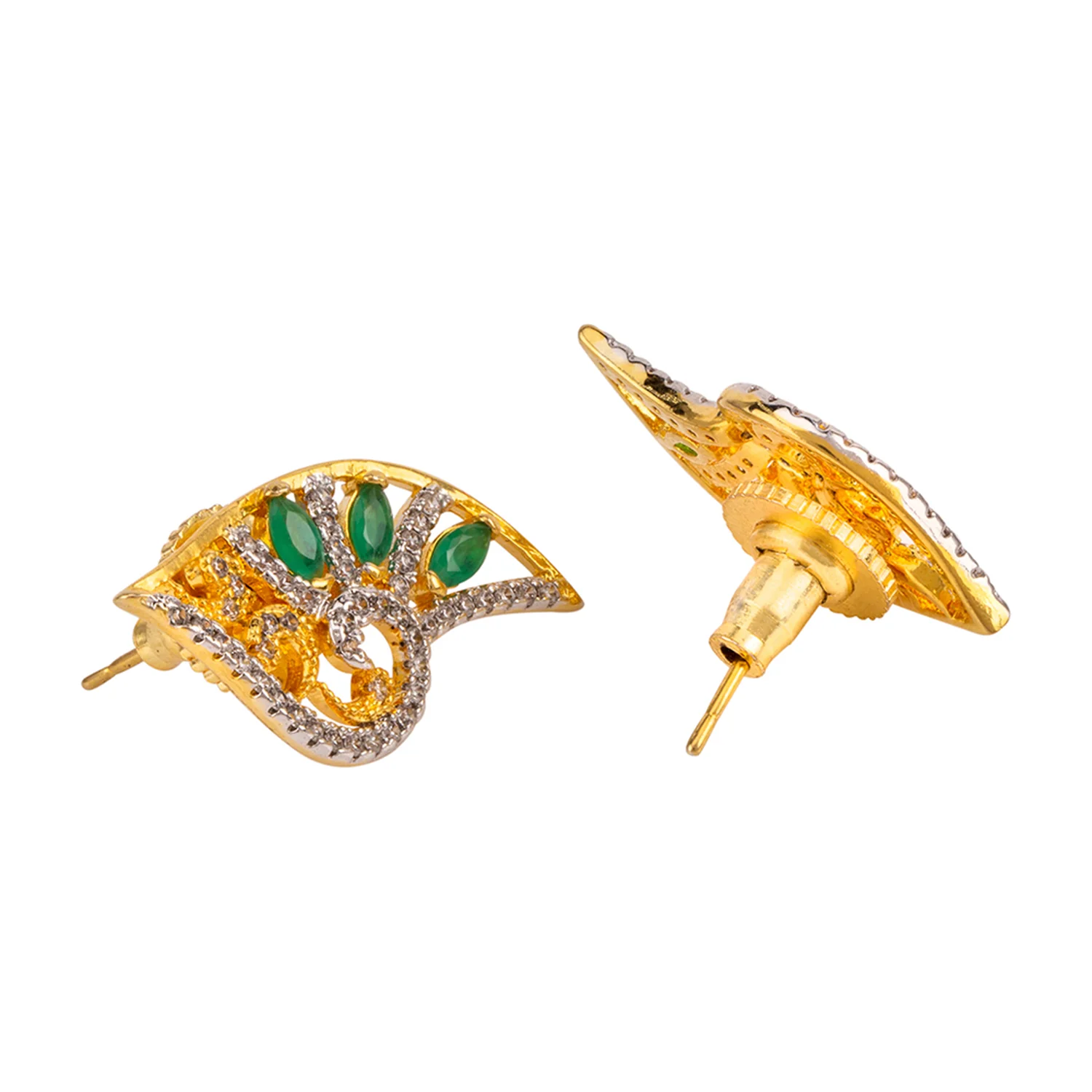 Stylish CZ Studded Pendant Set- Green - Image 5
