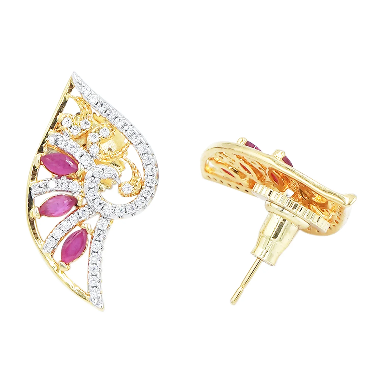 Stylish CZ Studded Pendant Set- Pink - Image 5