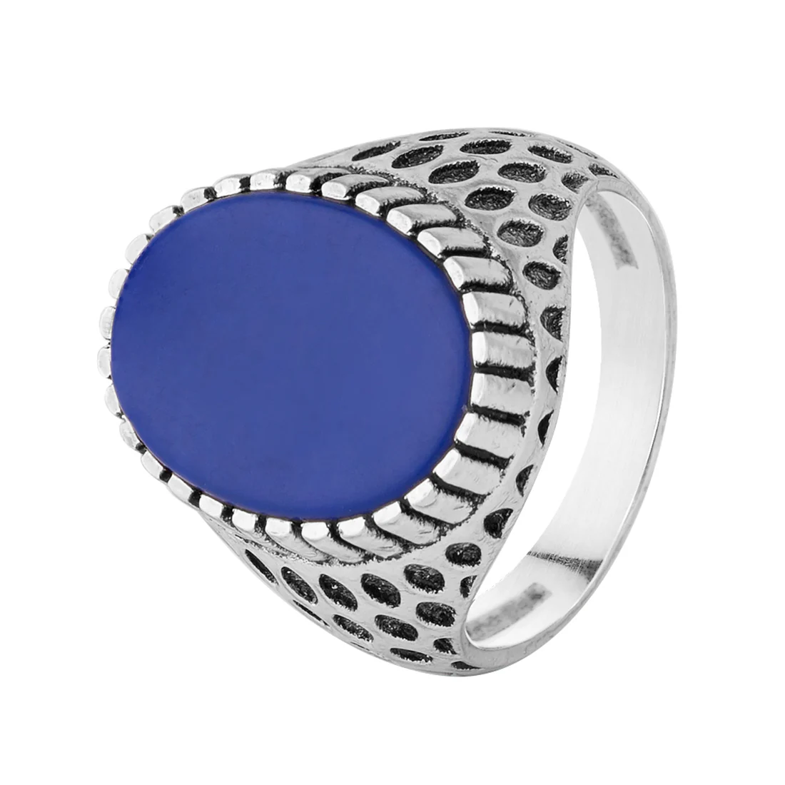 Stylish Milestone Ring with Blue Stone - Image 3