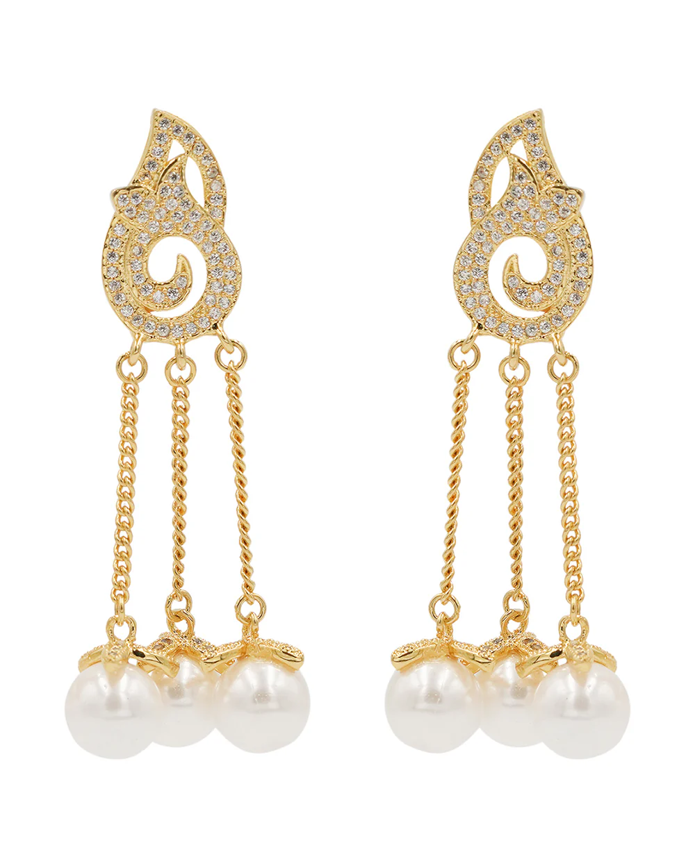 Stylish Pearl Drop Gold Plated Pendant Set - Image 3