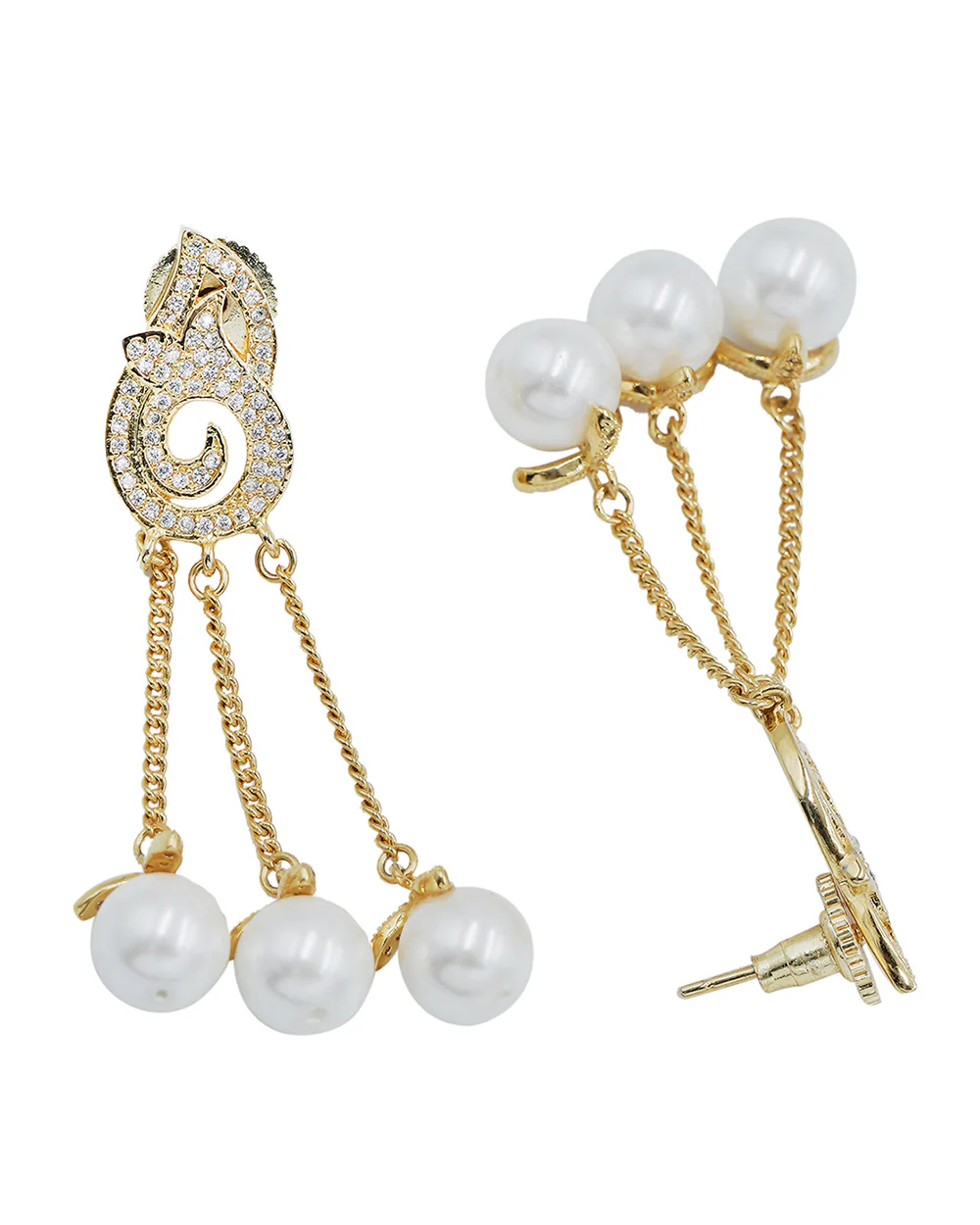 Stylish Pearl Drop Gold Plated Pendant Set - Image 4