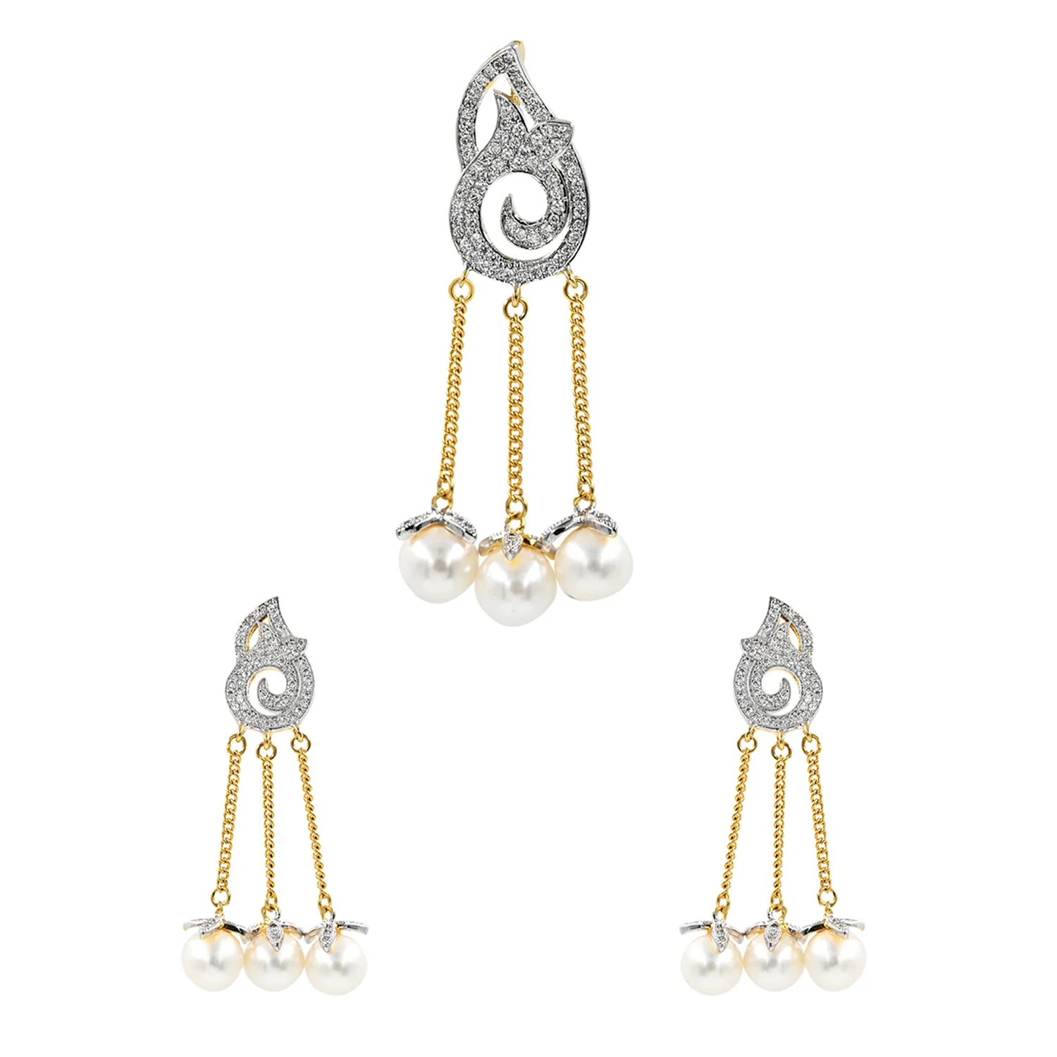 Stylish Pearl Drop Pendant Set - Image 3