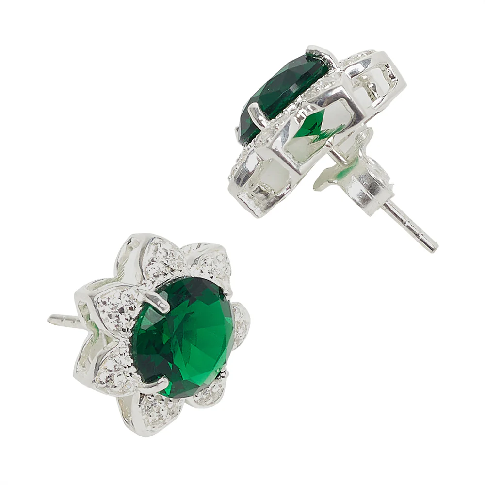Stylish Silver Plated Pendant Set with Green Stone - Image 5