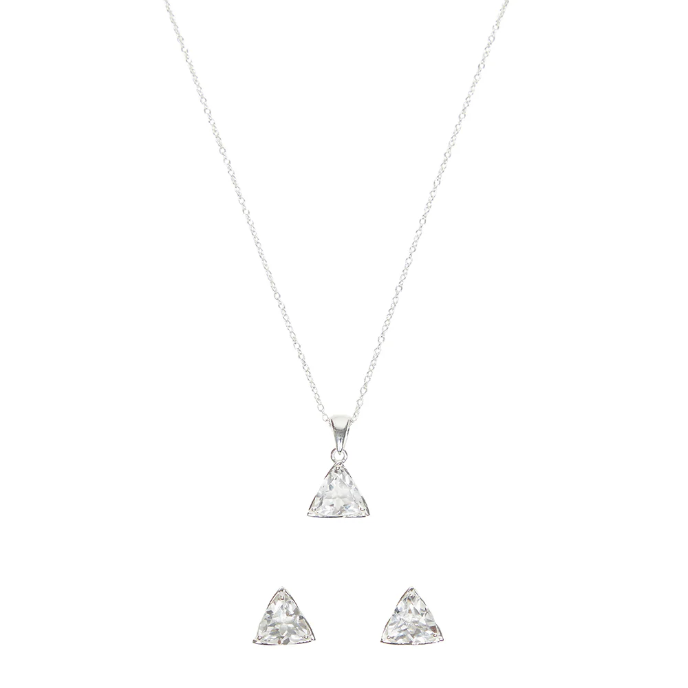 Stylish Sparkling Silver Pendant Set - Image 4