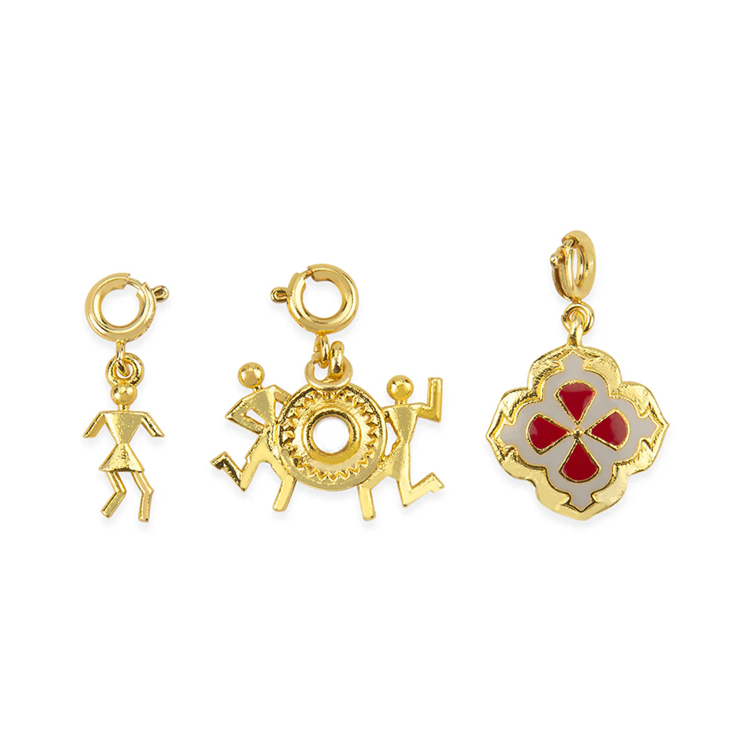 Stylish Yellow Gold Enameled Charms Pendant With Chain and Bracelets - Image 6