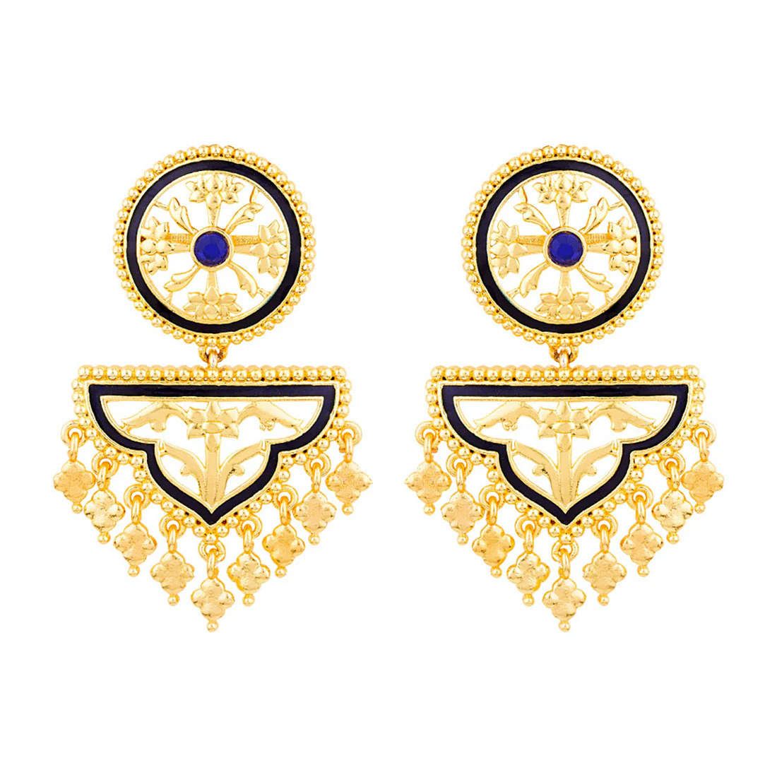 Swarnam Filigree Enamaled Drop Earrings - Image 2