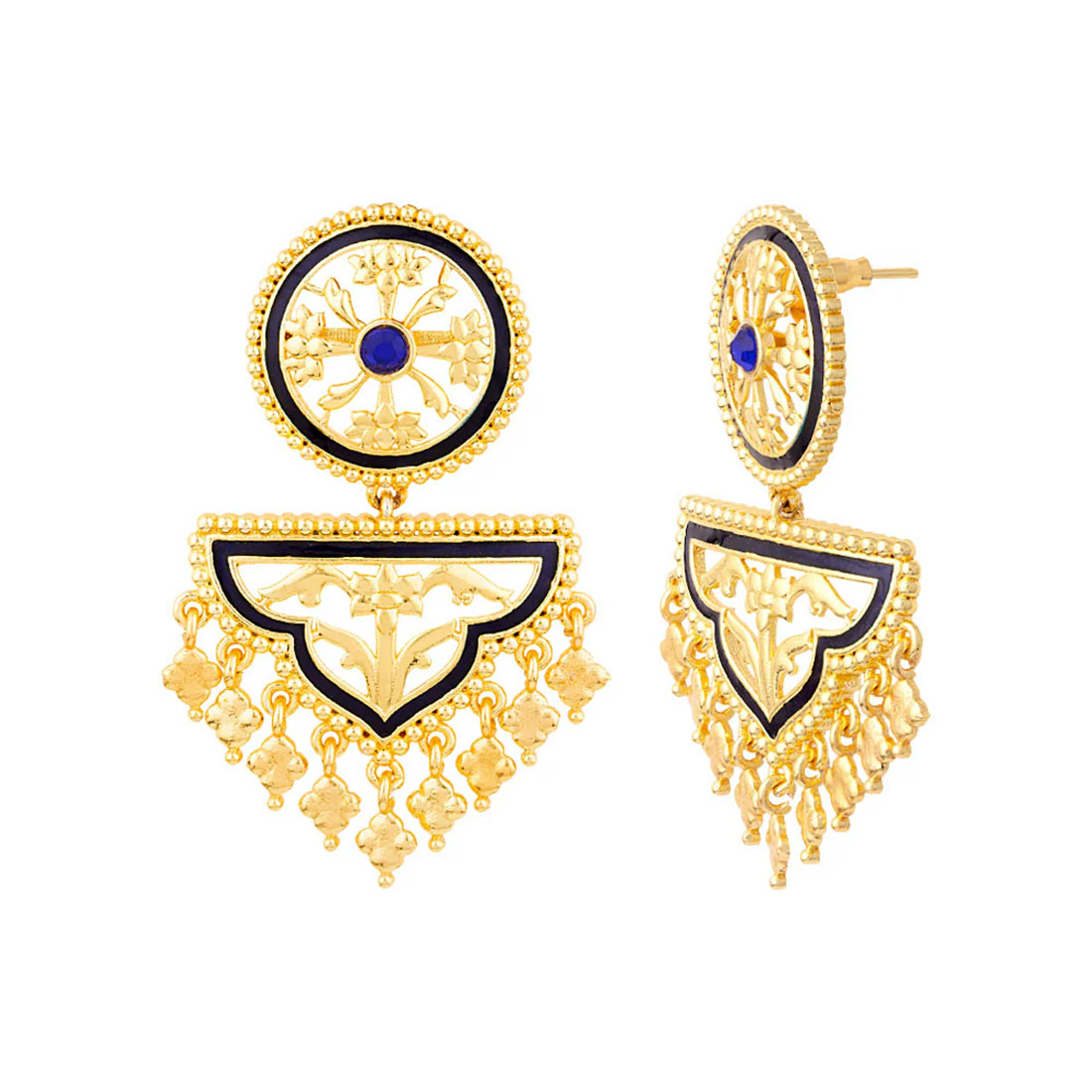 Swarnam Filigree Enamaled Drop Earrings - Image 3