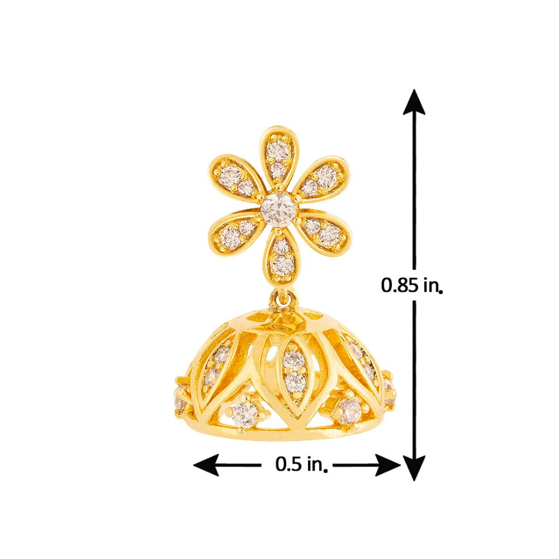 Swarnam Floral Motif Jhumka Earrings - Image 5