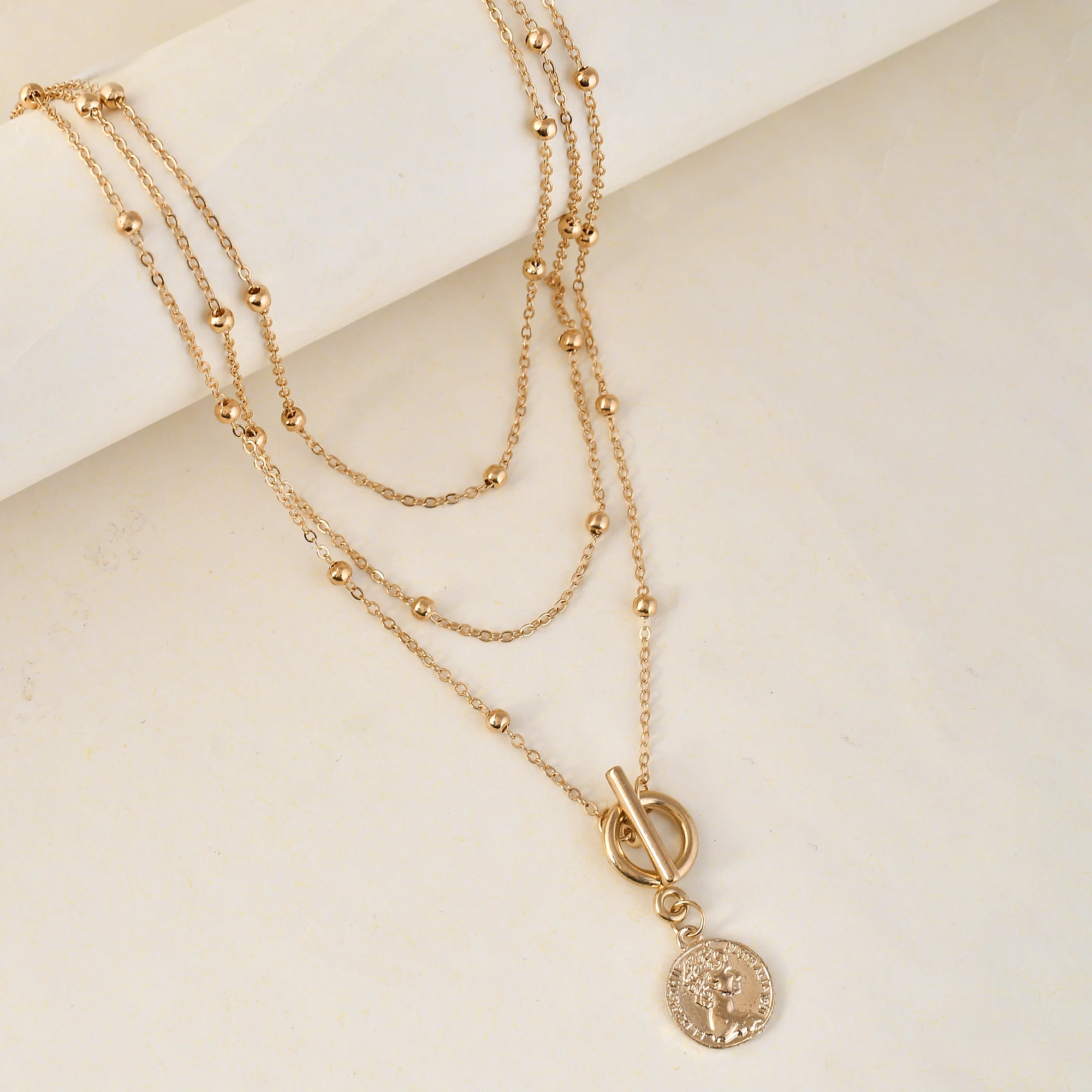 T Bar And Toggle Gold Plated Necklace