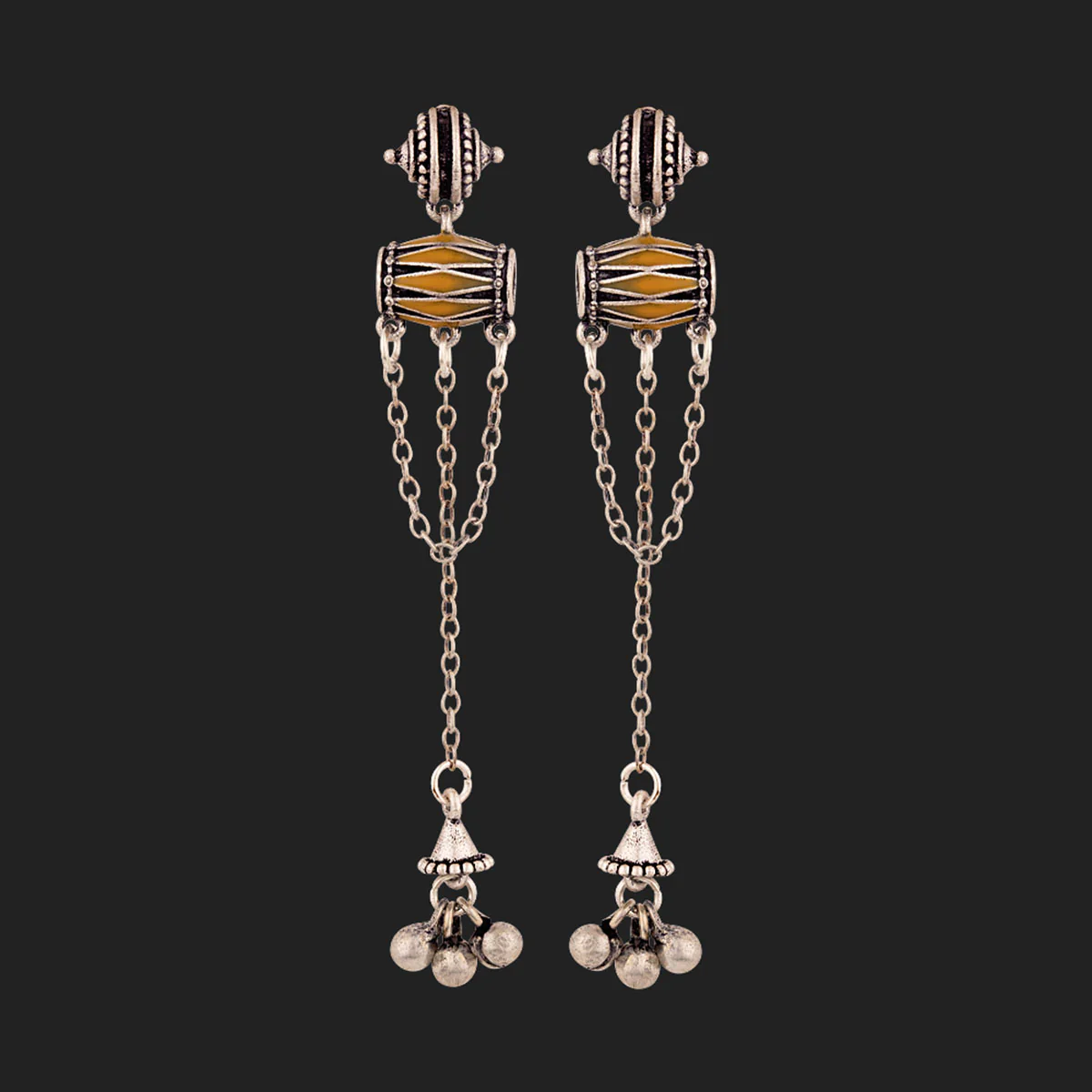 Taal Mridang Dhol Tassel Drop Earrings - Image 3