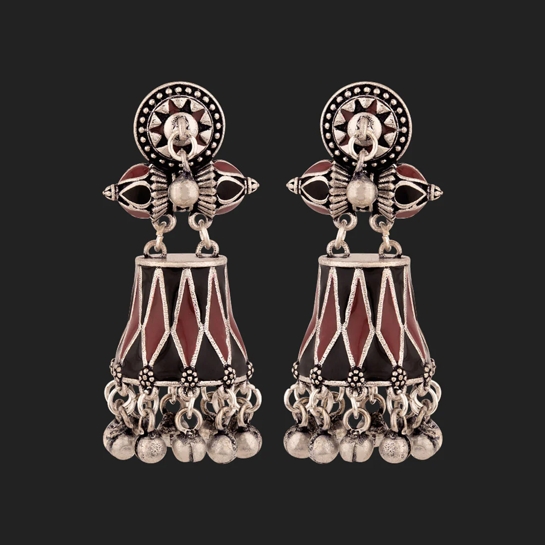 Taal Mridang Dholak Jhumka Style Earrings - Image 3