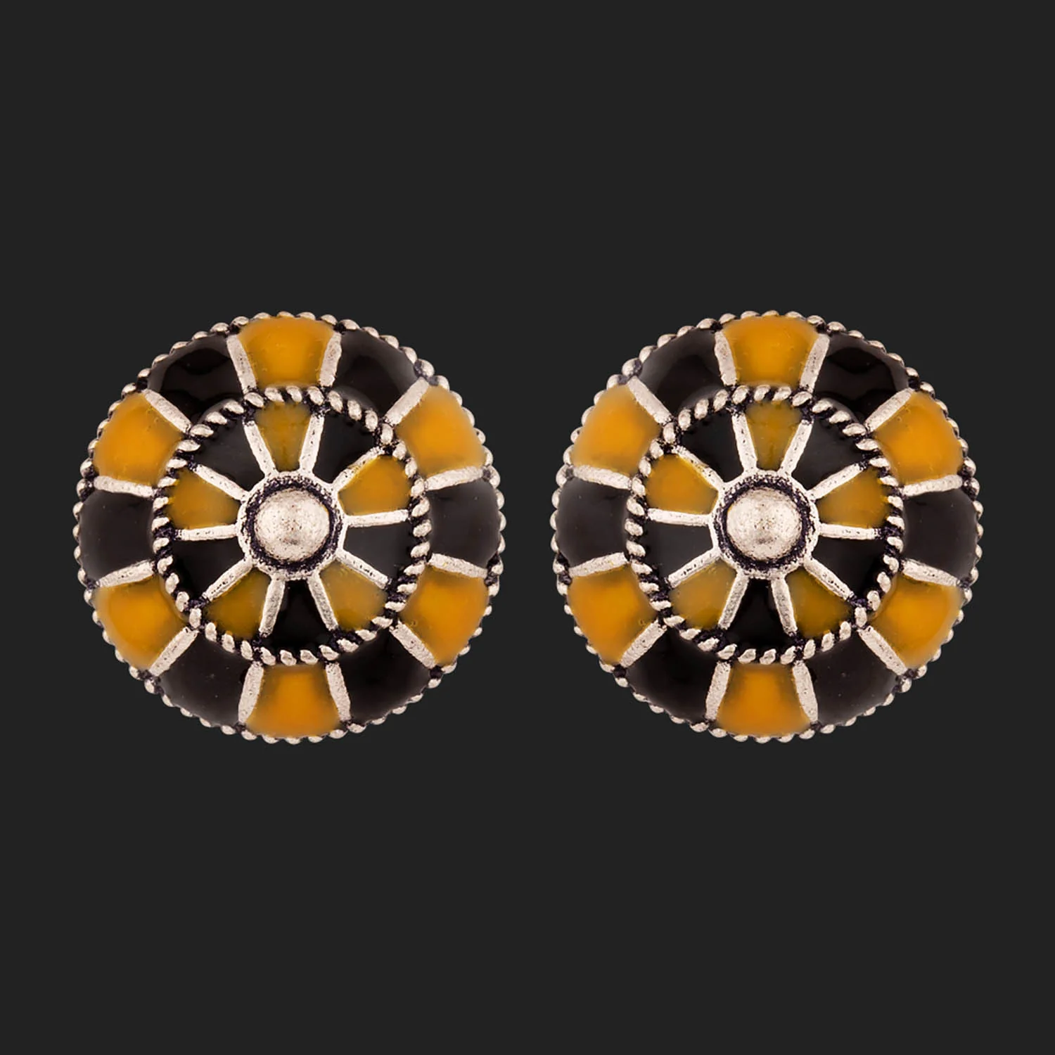 Taal Mridang Enameled Dholki Stud Earrings - Image 3