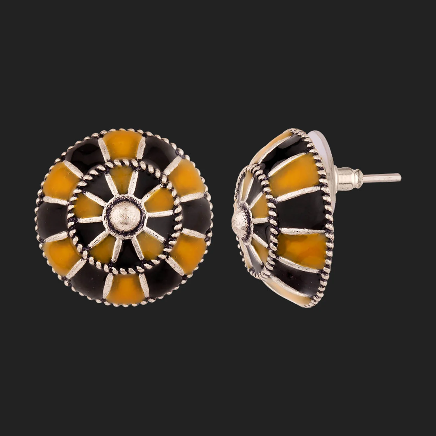 Taal Mridang Enameled Dholki Stud Earrings - Image 4