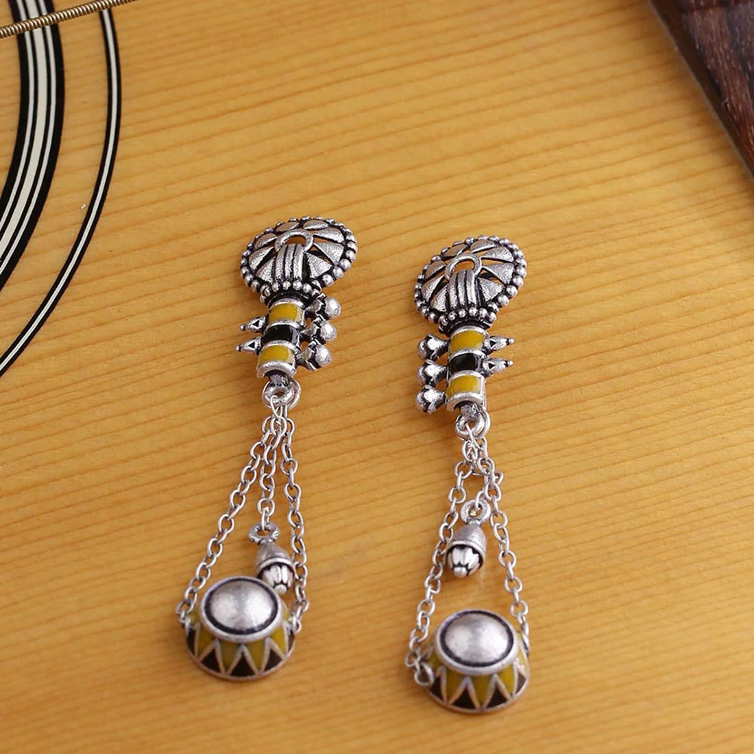 Taal Mridang Long Drop Earrings
