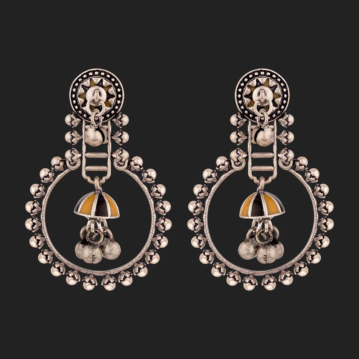Taal Mridang Sarangi Ethnic Hoop Earrings - Image 3