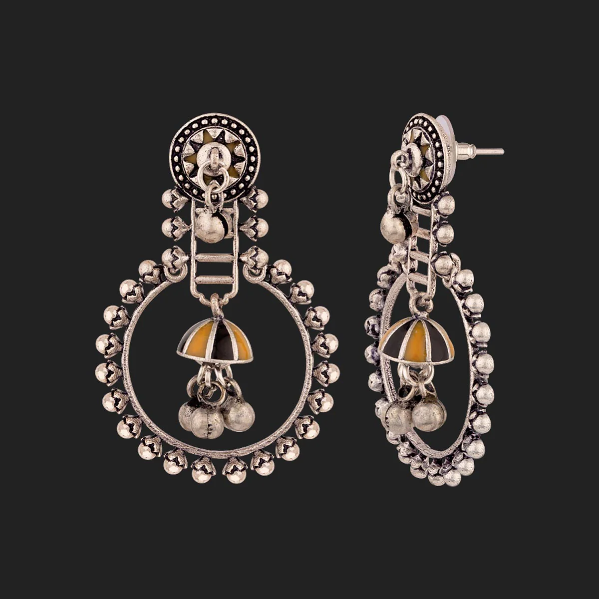 Taal Mridang Sarangi Ethnic Hoop Earrings - Image 4