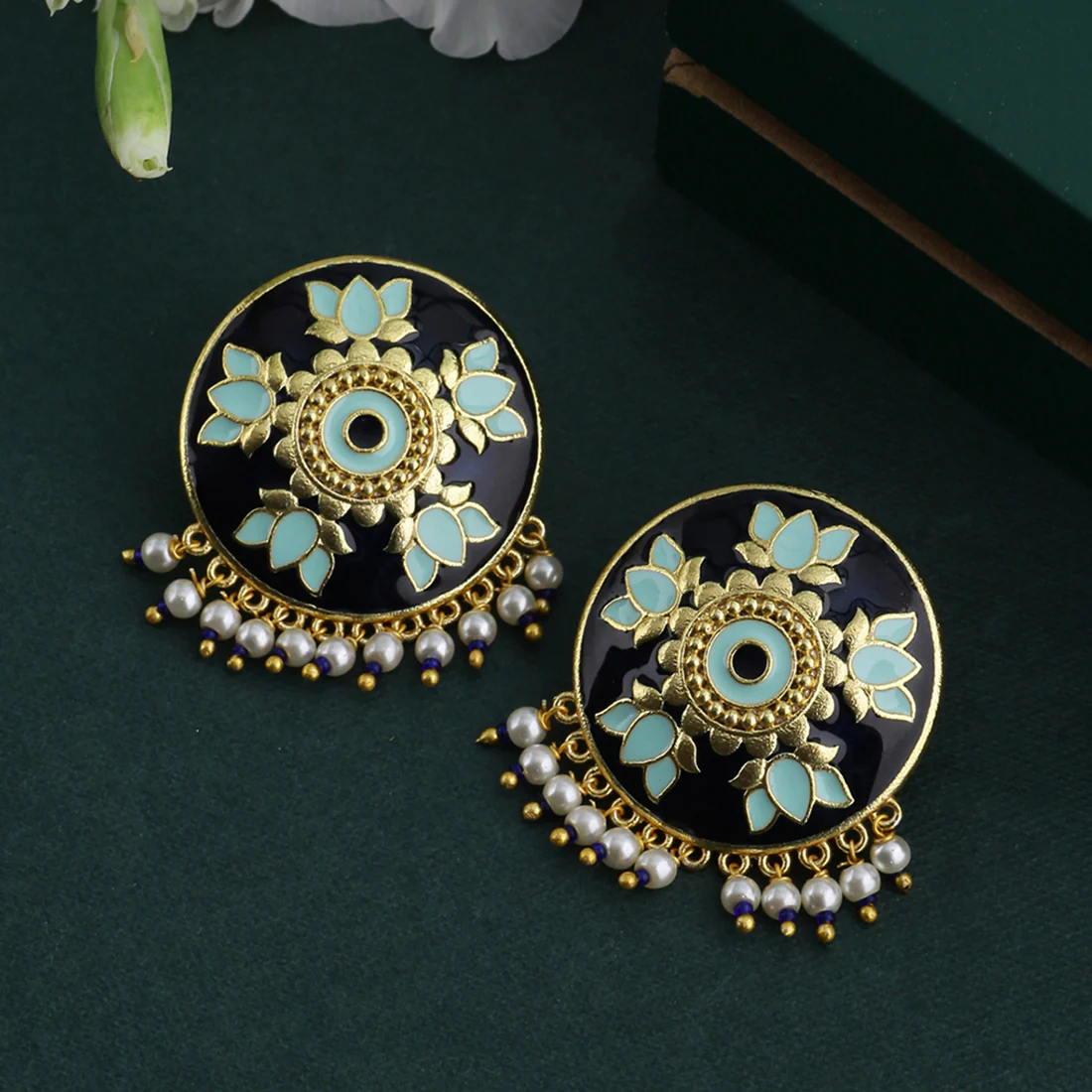 Tahira Blue Lotus Studs