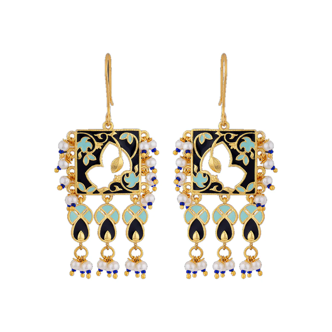 Tahira Cutwork Royal Black Earrings - Image 3